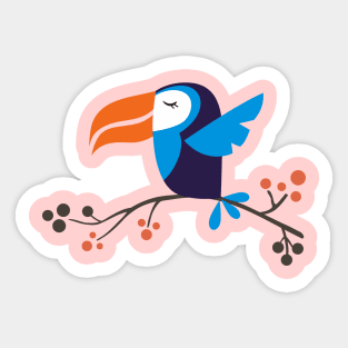 The Blue and Orange Bird Sticker